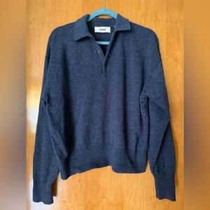 Buck Mason Navy Polo-Style Wool Blend Sweater